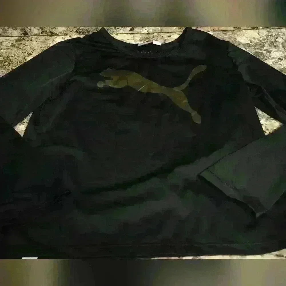 Puma Large Long Sleeve Dri-Fit T-shirt Girls Long Sleeve Graphic Tea